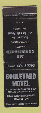 Matchbook Cover - Boulevard Hotel Galveston TX