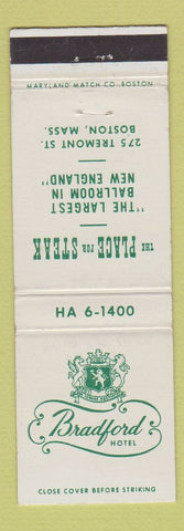 Matchbook Cover - Bradford Hotel Boston MA