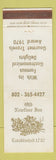 Matchbook Cover - Old Newfane Inn VT