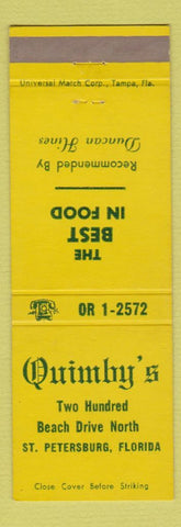 Matchbook Cover - Quimby's Restaurant St Petersburg FL