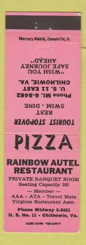 Matchbook Cover - Rainbow Autel Restaurant pizza Chilhowie VA