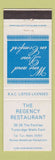 Matchbook Cover - Regency Restaurant Turnbridge Wells Kent UK