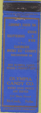 Matchbook Cover - Olympia Candy McCook NE