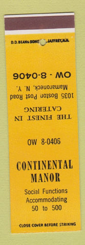 Matchbook Cover - Continental Manor Mamaroneck NY DD Bean
