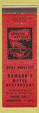 Matchbook Cover - Dawson's Motel Restaurant Deseronto ON