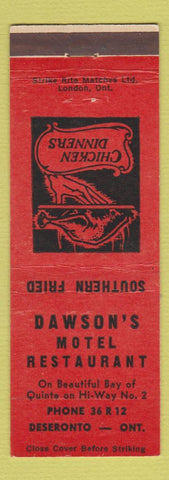 Matchbook Cover - Dawson's Motel Restaurant Deseronto ON