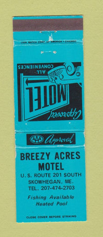 Matchbook Cover - Breezy Acres Motel Skowhegan ME