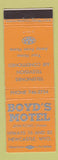 Matchbook Cover - Boyd's Motel Newcastle WY