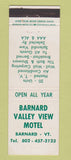 Matchbook Cover - Barnard Valley View Motel VT