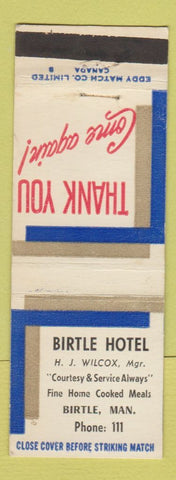 Matchbook Cover - Birtle Hotel Birtle MB