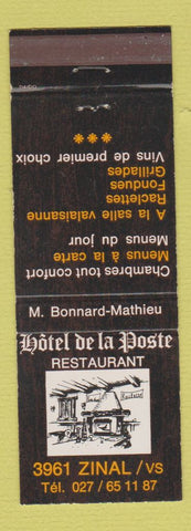 Matchbook Cover - Hotel de la Poste Restaurant Zinal