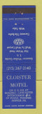 Matchbook Cover - Cloister Motel Denver PA
