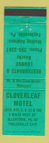 Matchbook Cover - Cloverleaf Motel Foglesville PA