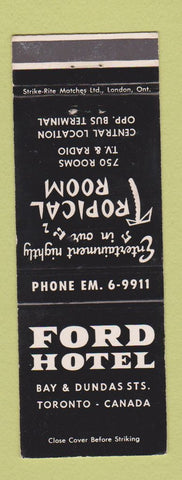 Matchbook Cover - Ford Hotel Toronto ON Tropical Room