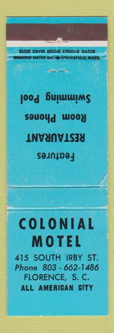 Matchbook Cover - Colonial Motel Florence SC WEAR