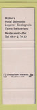 Matchbook Cover - Muller's Hotel Belmonte Lugano Castagnola Ticino Switzerland