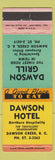 Matchbook Cover - Dawson Hotel Grill Dawson Creek BC