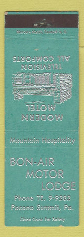 Matchbook Cover - Bon Air Motor Lodge Pocono Summit PA TEAL