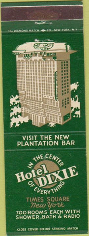 Matchbook Cover - Hotel Dixie New York City