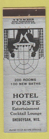 Matchbook Cover - Hotel Foeste Sheboygan WI