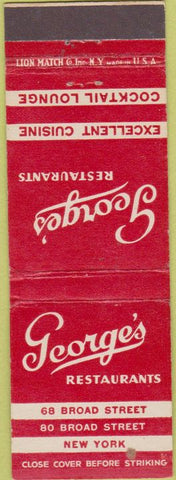 Matchbook Cover - George's Restaurants New York City