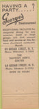 Matchbook Cover - George's Restaurants New York City
