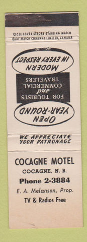 Matchbook Cover - Cocagne Motel NB WEAR WHITE