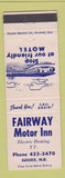 Matchbook Cover - Fairway Motor Inn Sussex NB