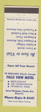 Matchbook Cover - Falls View Motel Niagara Falls ON