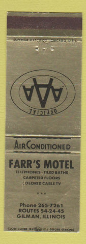 Matchbook Cover - Farr's Motel Gilman IL