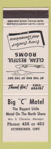 Matchbook Cover - Big C Motel Schreiber ON