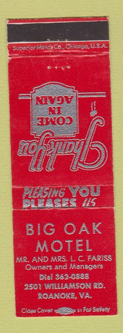 Matchbook Cover - Big Oak Motel Roanoke VA