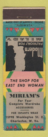 Matchbook Cover - Miriam's Women's Clothes Charleston WV