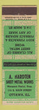 Matchbook Cover - A Hardten Sheet Metal Works Ottawa IL ADVANCE