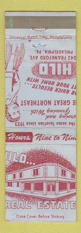 Matchbook Cover - Hild Real Estate Philadelphia PA MISCUT WEAR