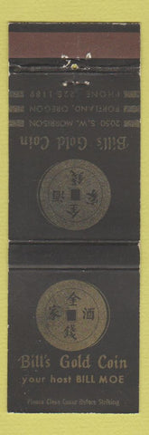Matchbook Cover - Bill's Gold Coin Portland OR