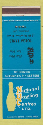 Matchbook Cover - National Bowling Centres Totem Lanes Ottawa ON