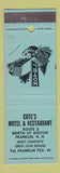 Matchbook Cover - Cote's Motel Restaurant Franklin NH