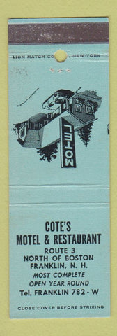 Matchbook Cover - Cote's Motel Restaurant Franklin NH