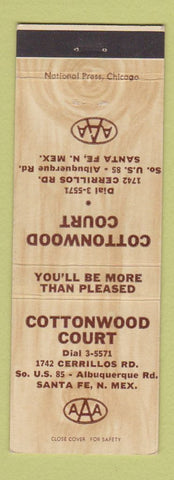 Matchbook Cover - Cottonwood Court Motel Santa Fe NM