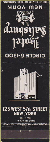 Matchbook Cover - Hotel Salisbury New York City