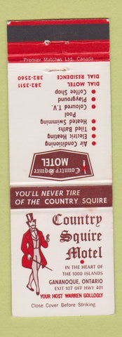 Matchbook Cover - Country Squire Motel Gananoque ON