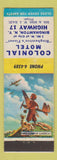 Matchbook Cover - Colonial Motel Binghamton NY
