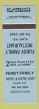 Matchbook Cover - Fundy Family Rstaurant Alma NB WEAR