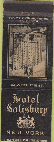 Matchbook Cover - Hotel Salisbury New Yrok City