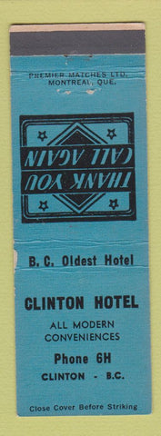 Matchbook Cover - Clinton Hotel Clinton BC