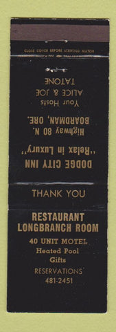 Matchbook Cover - Restaurant Longbranch Room Dodge City Inn Boardman OR