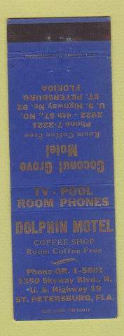 Matchbook Cover - Dolphin Motel St Petersburg FL Coconut Grove Motel