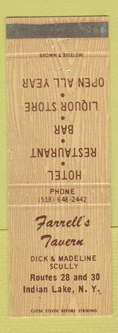 Matchbook Cover - Farrell's Tavern Indian Lake NY