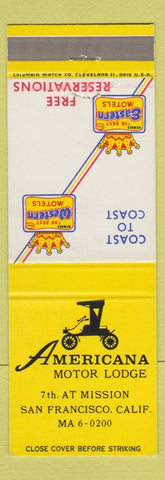 Matchbook Cover - Americana Motor Lodge San Francisco CA Best Western